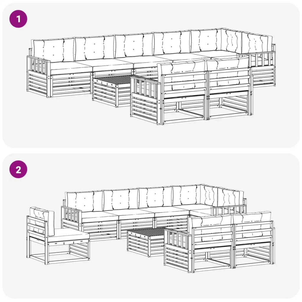 Set di divani da esterno 9 pcs Grigio Naturale e Chiaro 3373691