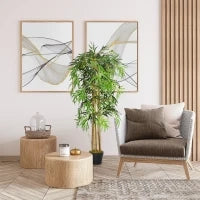 Bambù Artificiale con Vaso per Interno ed Esterno, Φ18x150cm