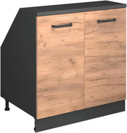 Mobile sottotetto Rion, Quercia dorata, 80 x 81.6 cm con 2 porte, carcassa 60 cm profondità, adatto per il salvaspazio sotto tetti spioventi