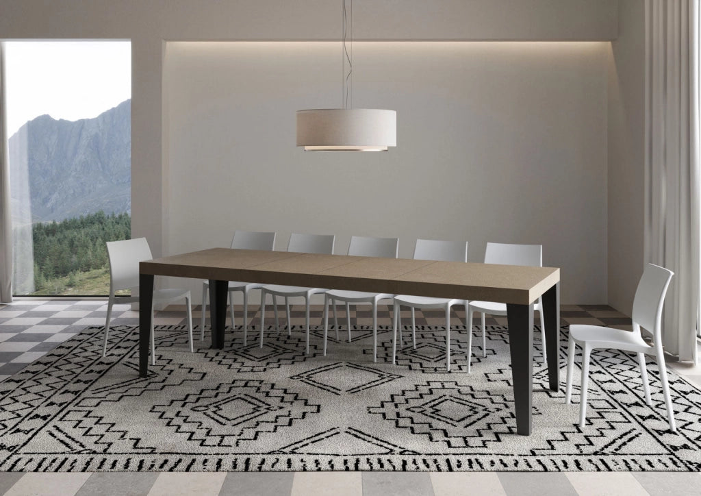 Tavolo Allungabile 160-264x90x77 cm Flame Tortora Telaio Antracite