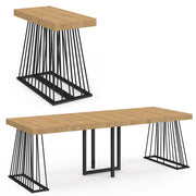 IDMarket - Consolle allungabile YUNA, 10 posti, 235 cm, con piano in legno e gamba in filo metallico nero