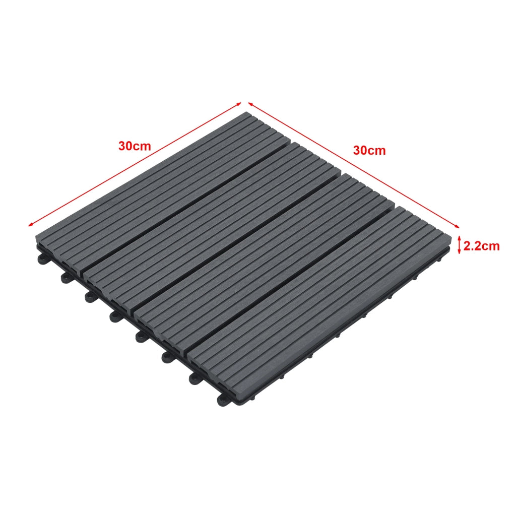 Set di 11 piastrelle da giardino in legno composito 1 m² 30 x 30 x 2,2 cm grigio scuro 03_0006874