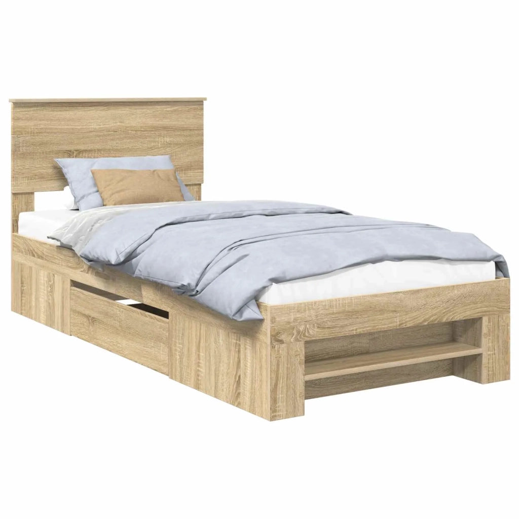 Struttura del letto Rovere Sonoma 90 x 200 cm Legno multistrato