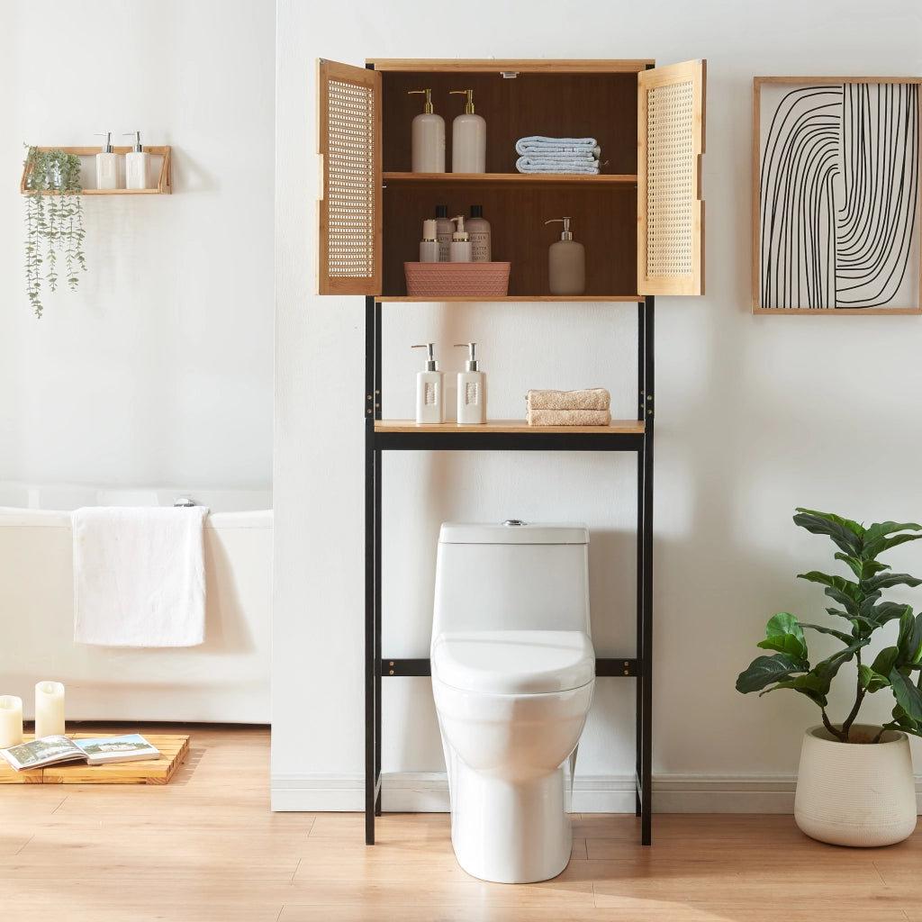 Armadietto Sopra Gabinetto Lavatrice Tervola Mobile Sovrastruttura per Bagno 172x63x27 cm [en.casa]