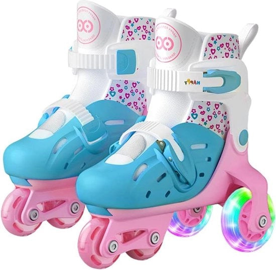 Rullabili con illuminazione LED - regolabili - confortevoli e respirabili - per ragazze e ragazzi principianti - blu S
