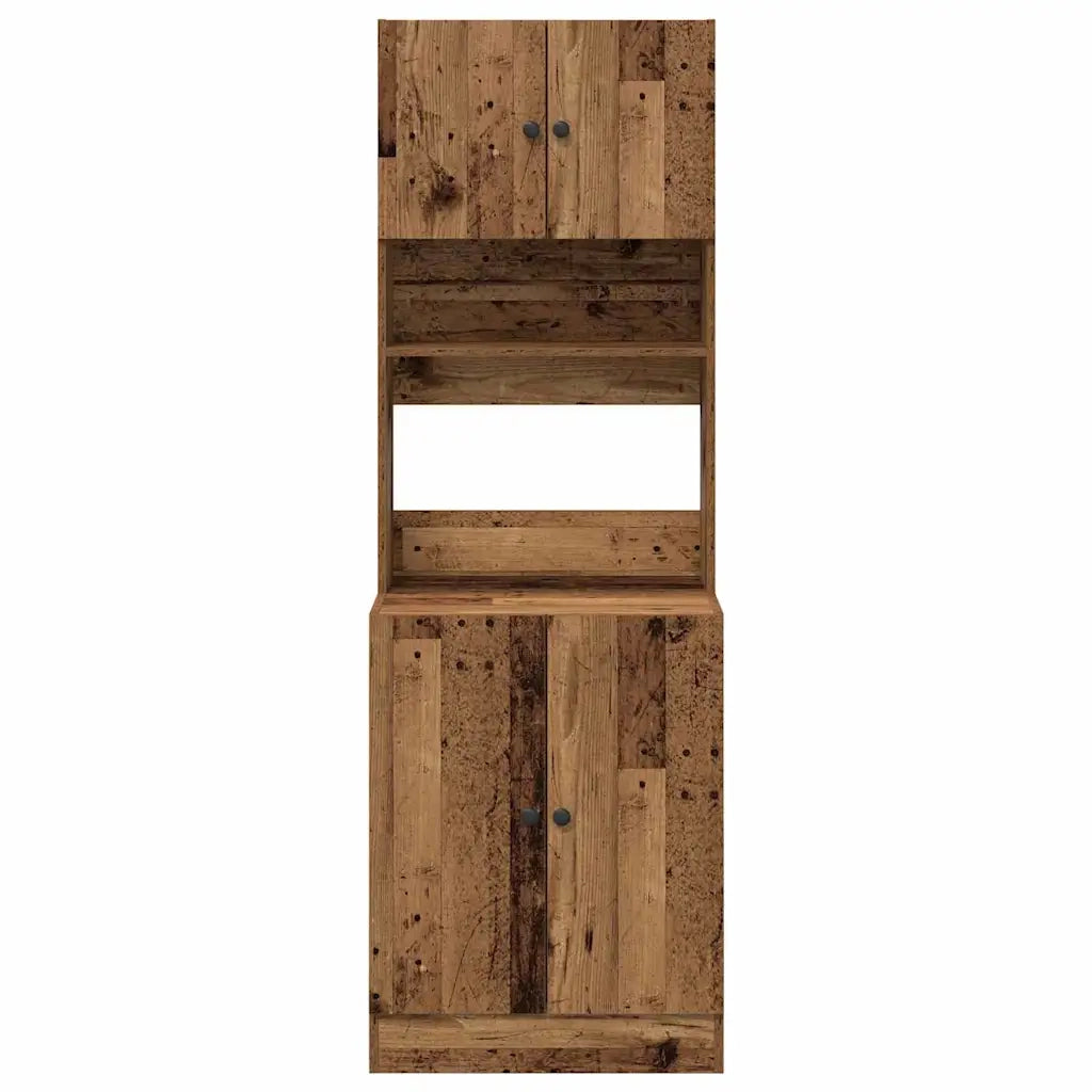 Credenza da cucina 2 pz-Set di 2 Buffet-Armadio da cucina Legno vecchio 60 x 50 x 180 cm