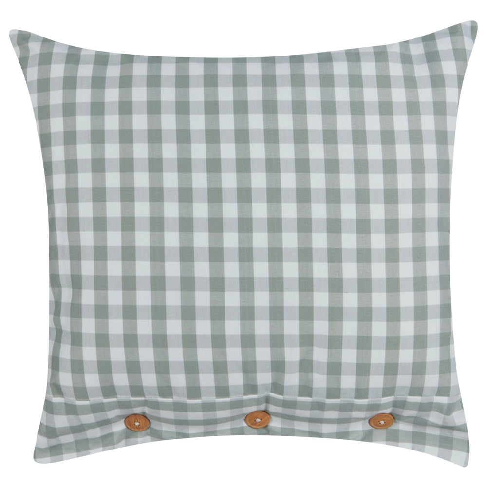 Cuscino decorativo verde e bianco con motivo a scacchi quadrato con bottoni 45 x 45 cm soggiorno camera da letto
