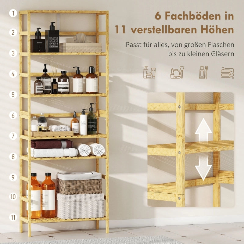 LIBRERIA a 6 livelli 60x26x161 cm Bambù Naturale