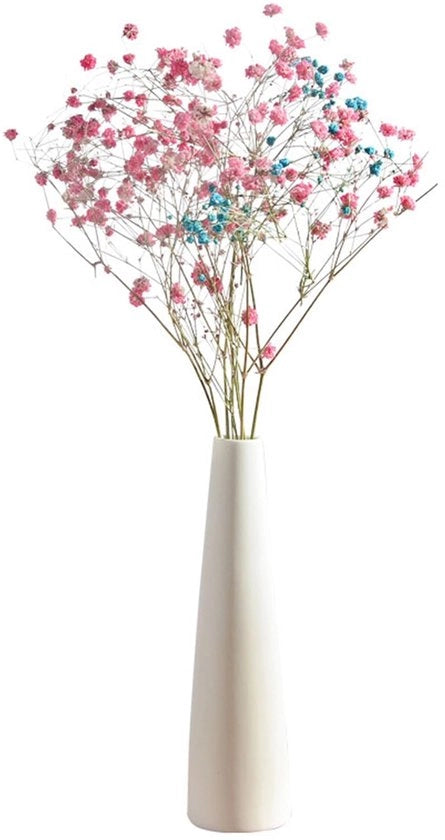 Vaso di Fiori con Forma Conica Alta - Vaso Ceramico Bianco - Vaso con Collo Sottile - Vaso da Tavolo - Ceramica di Alta Qualità - Dimensioni 22 x 6 x 2,5 cm