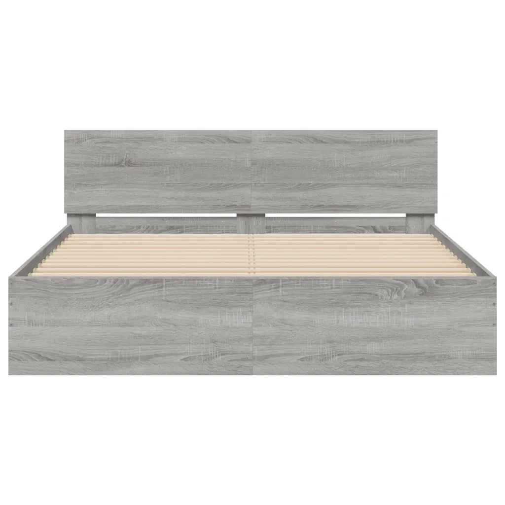 vidaXL Giroletto con Testiera e LED Grigio Sonoma 150x200 cm