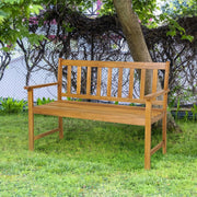 GIANTEX Panchina da giardino in legno di acacia a 2 posti, portata fino a 360 kg, ergonomica, con schienali e braccioli, 122 x 56,5 x 86 cm, colore legno naturale