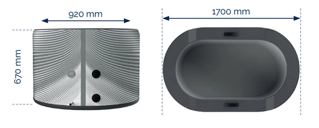Piscina in Drop Stitch per Bagni di Ghiaccio con Kit Chiller 170x92x67A cm NetSpa Jarvi Grigio