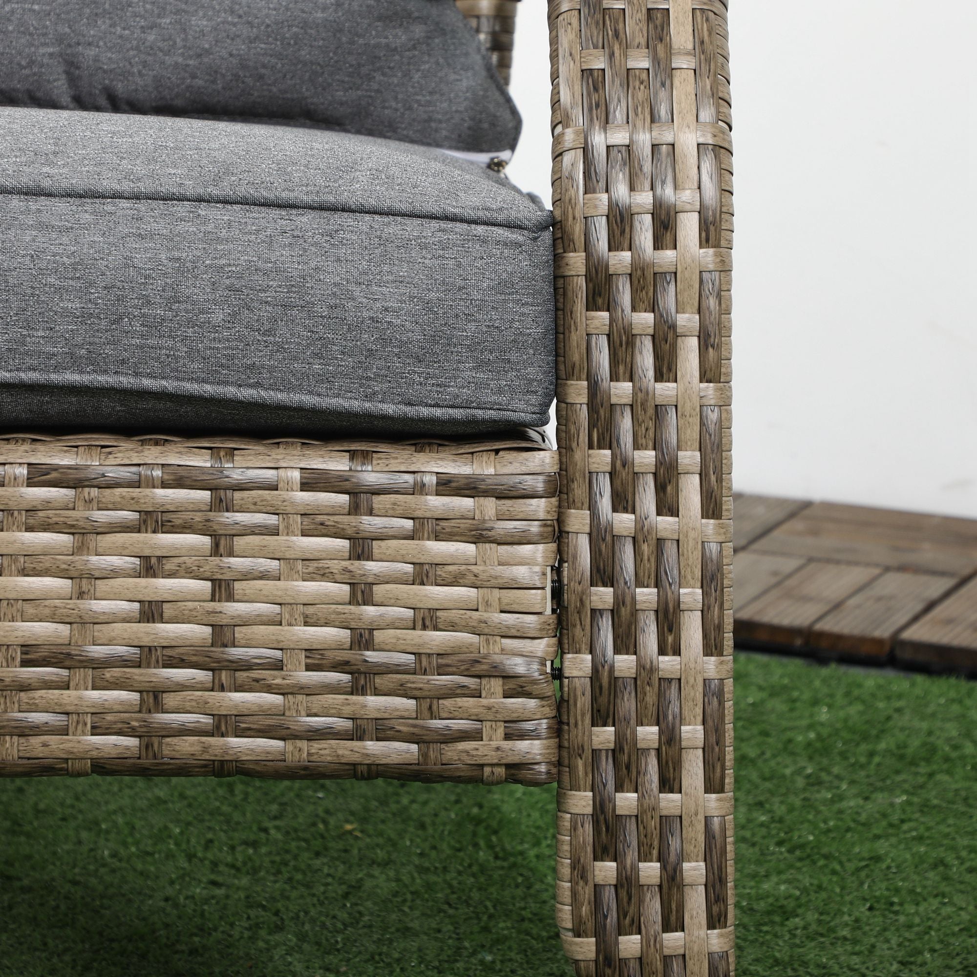 Sedia da Giardino 64x80x90 cm in Rattan e Acciaio Marrone e Grigio