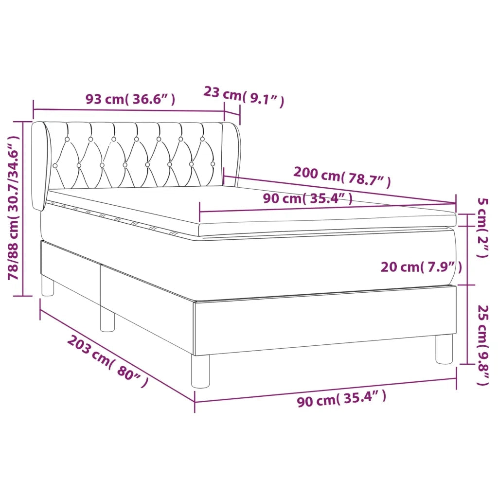 Giroletto a Molle con Materasso Rosa 90x200 cm in Velluto