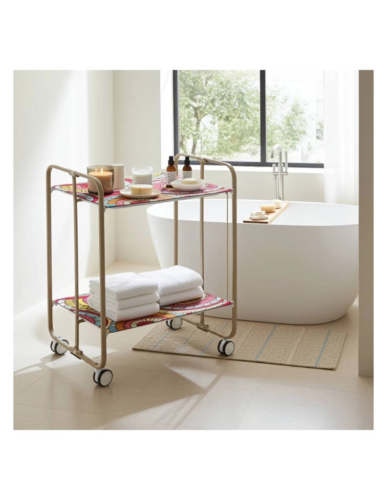 Carrello da cucina pieghevole sabbia con ruote BAUHAUS 2 ripiani