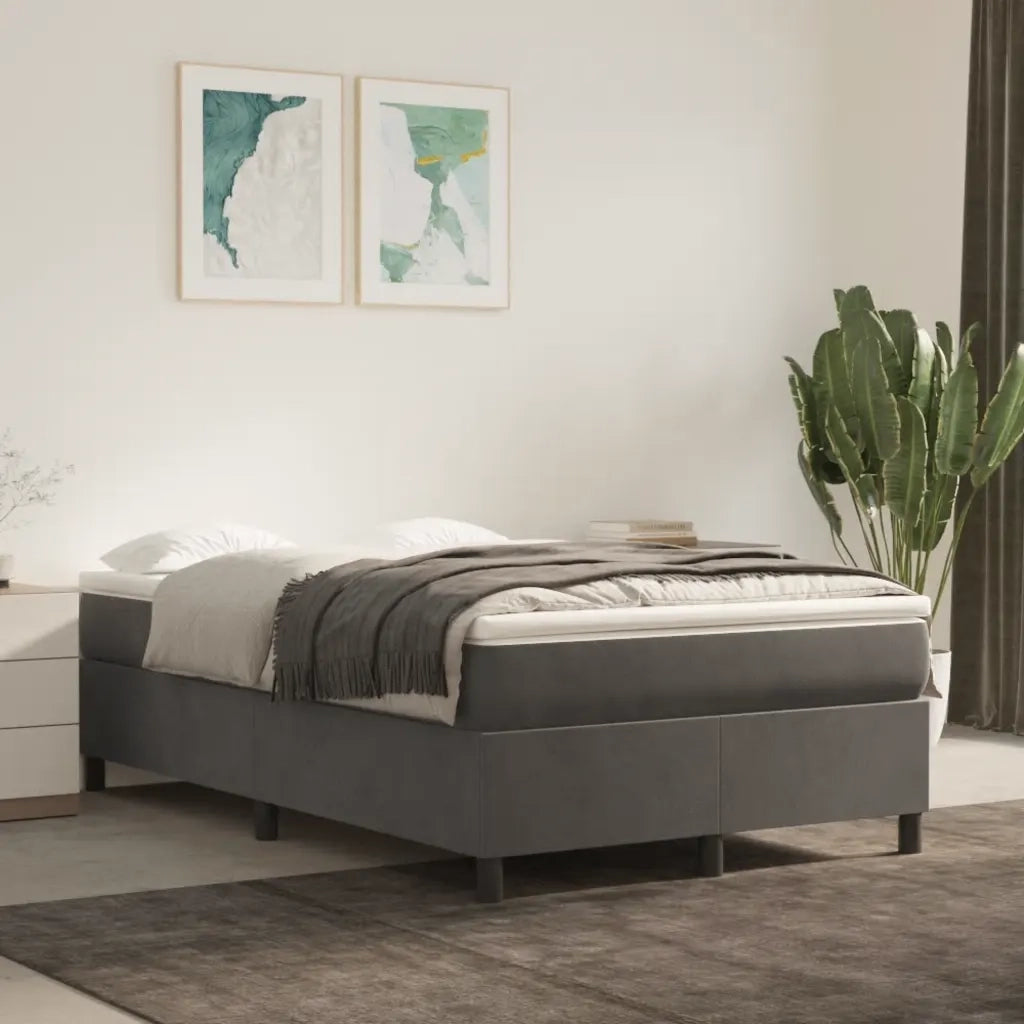 Giroletto a Molle con Materasso Grigio Scuro 120x190 cm Velluto 3269704