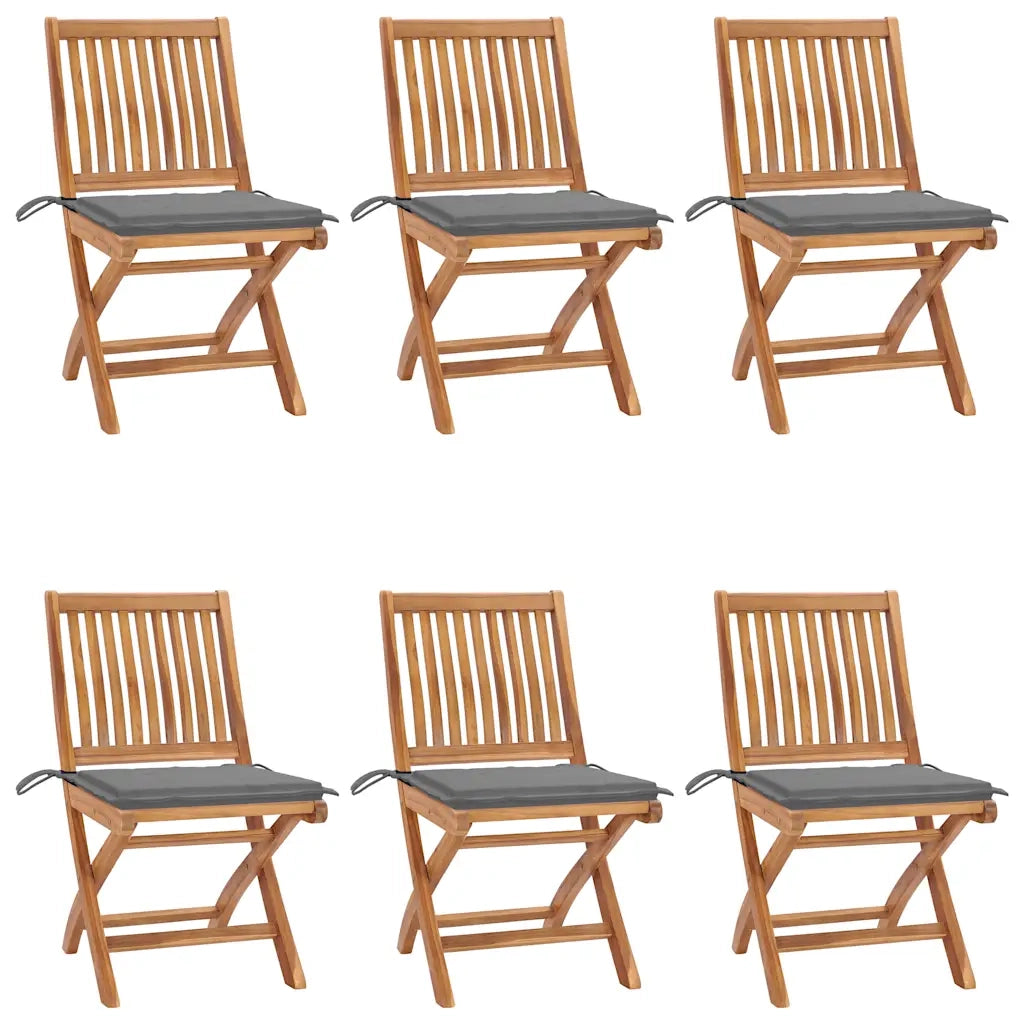 Sedie da Giardino Pieghevoli con Cuscini 6 pz Massello di Teak cod mxl 72192
