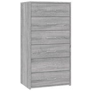 Buffet credenza cassettiera mobiletto mobile contenitore organizer per cucina soggiorno salotto con 6 cassetti rovere Sonoma 50 x 34 x 96 cm legno ingegnerizzato grigio 02_0029763