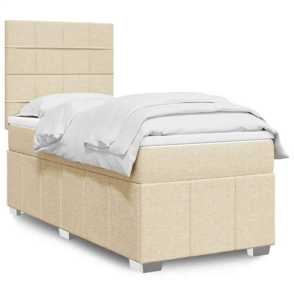 Giroletto a Molle con Materasso Crema 100x200 cm in Tessuto 3293884