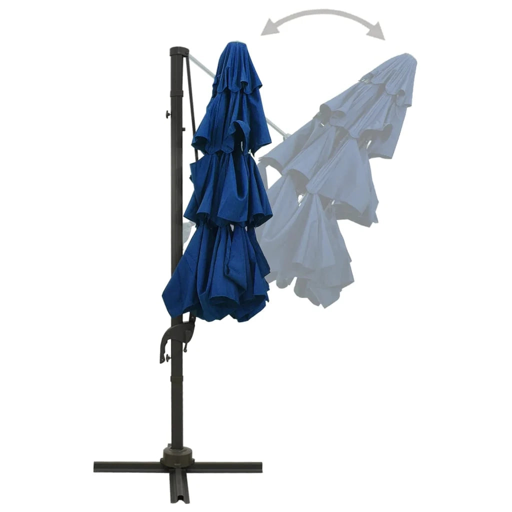 Ombrellone a quattro livelli con palo in alluminio 3 x 3 m blu 02_0008787
