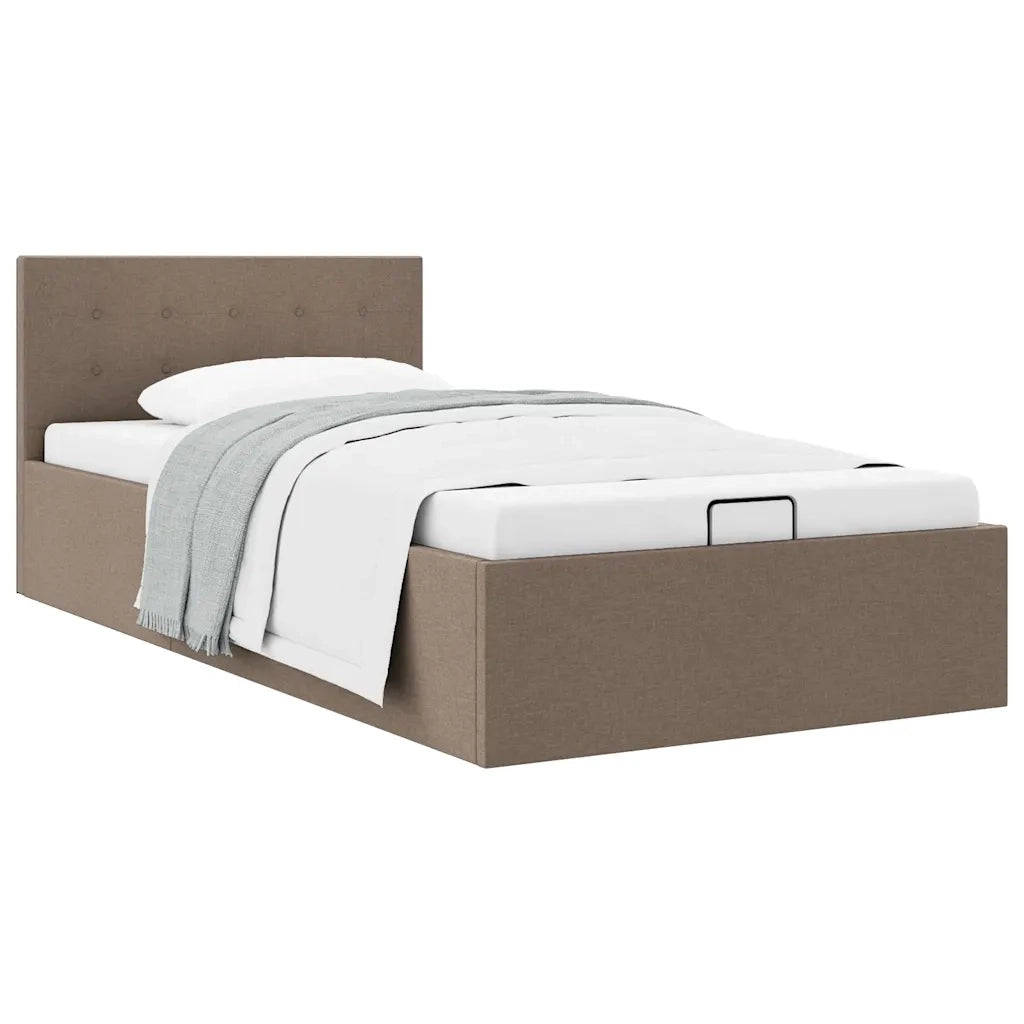 Letto singolo | Letto per adulti | Giroletto con Contenitore Grigio Talpa in Tessuto 90x200 cm