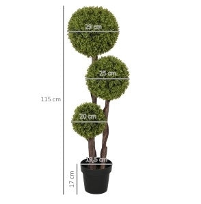 Pianta artificiale di bosso 115 cm in plastica verde con vaso, senza montaggio