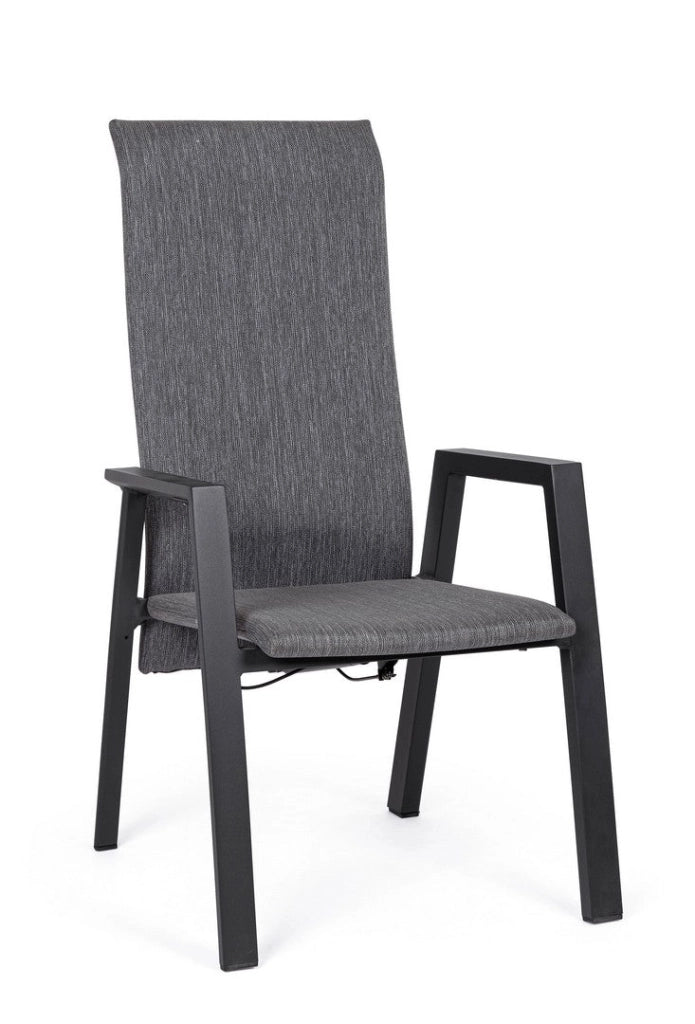 Set 4 Sedie con Braccioli da Giardino 59.5x72x111 cm in Alluminio Ethan Antracite