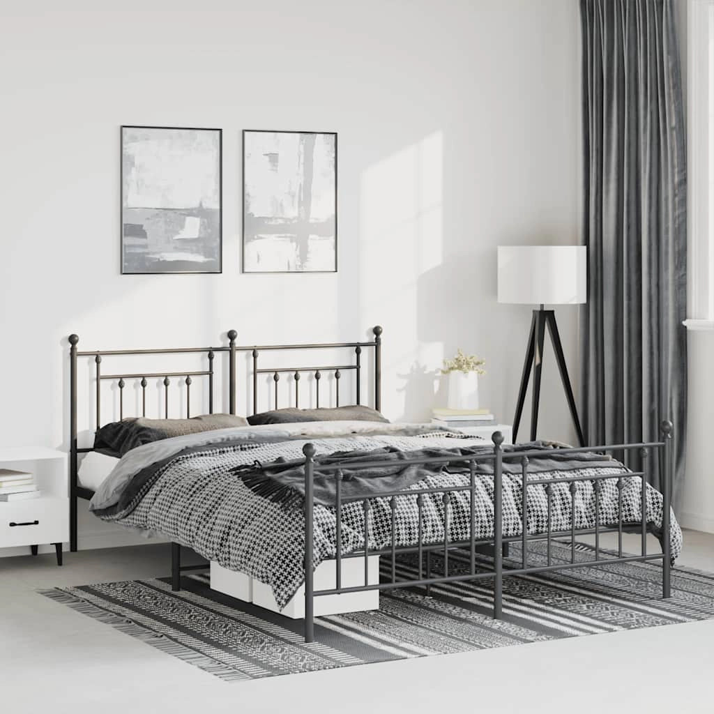 Giroletto con Testiera e Pediera Metallo Nero 135x190 cmcod mxl 129749
