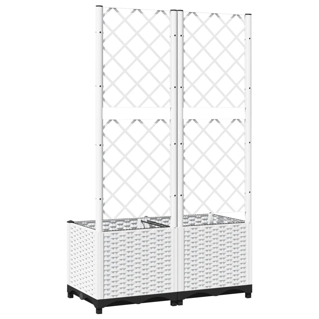 Fioriera | Cassetta per fiori | Vaso da Giardino con Graticcio Bianco 80x40x136 cm PP