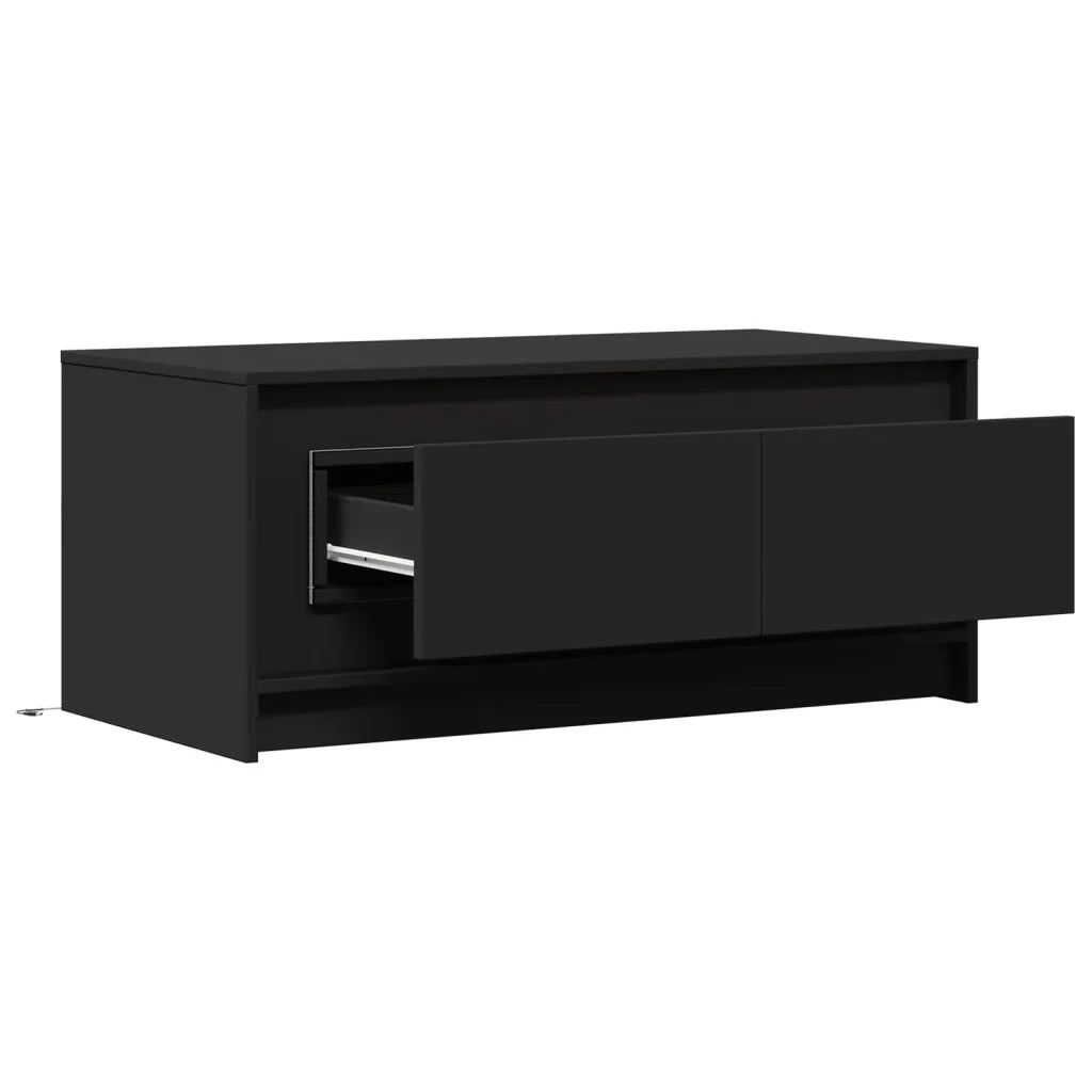 Tavolino da Salotto con Luci LED Nero in Truciolato