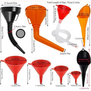 Set di contenitori, 9 pezzi, contenitore in plastica flessibile per auto, officina, casa, contenitore universale per benzina, diesel e olio, contenitore con tubo e setaccio