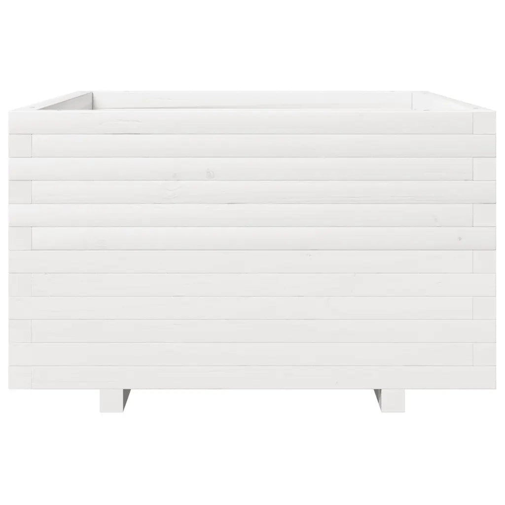 Fioriera da Giardino Bianca 80x80x49,5cm Legno Massello di Pino