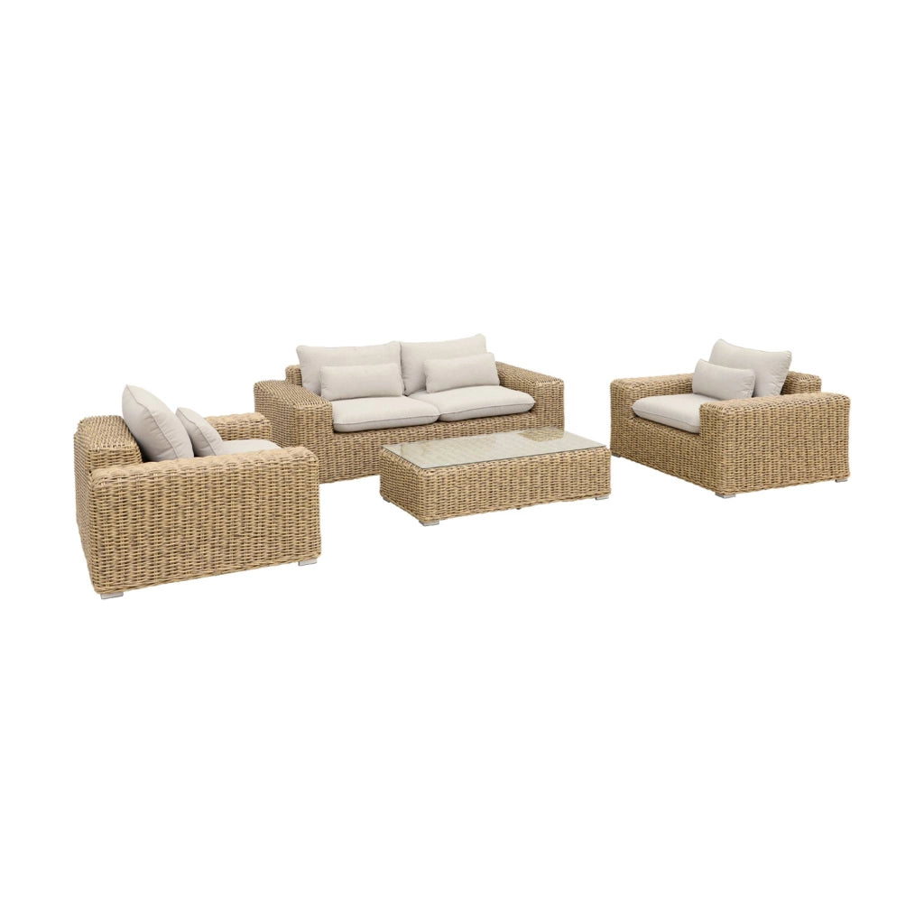 Salotto da giardino in resina extra large, 4 posti, beige
