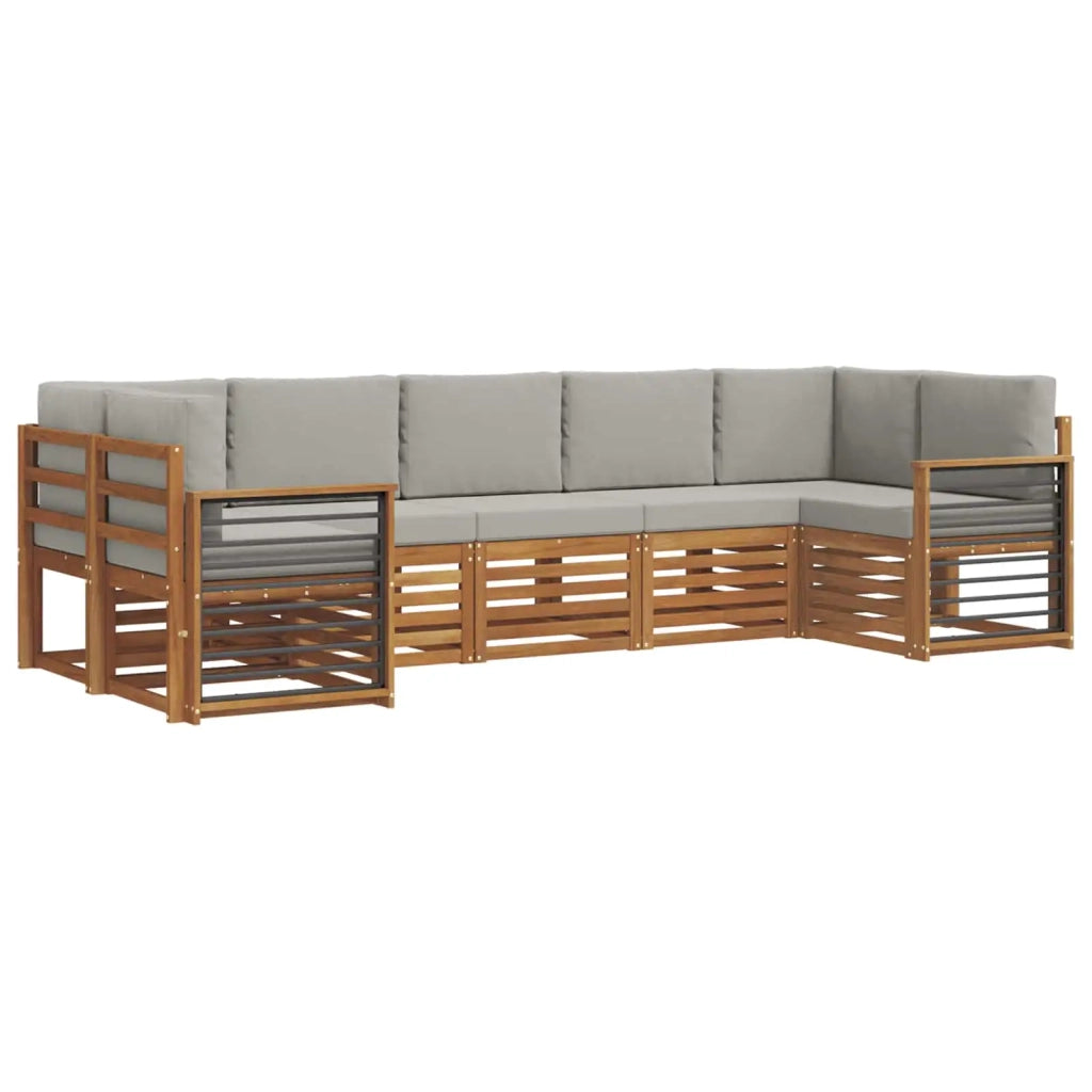 Set divano sezionale con cuscino 7 pcs Grigio Naturale e Chiaro