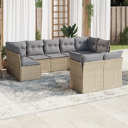 Set Divano da Giardino 9 pz con Cuscini Beige in Polyrattan 3218149
