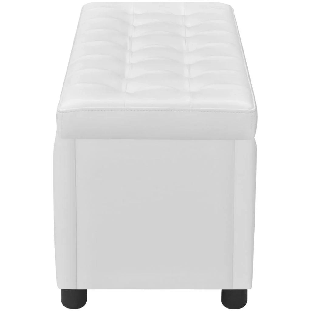 Pouf/panca/sgabello/mobile contenitore in similpelle bianca 3002220