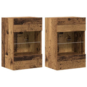 Mobili da parete con luci LED per TV 2pz | Armadietto TV | Mobile Porta TV Legno Vecchio 40x30x60,5 cm
