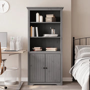 Libreria-Scaffale per Libri-Mobile di Stoccaggio BODO 82x40x173 cm in Legno Massello di Pino Grigio