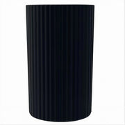 Trade Shop - Bicchiere Porta Spazzolini Grigio Scuro Rigato Accessori Per Arredo Bagno 79171 -