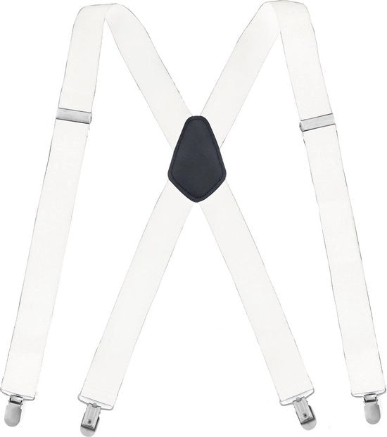 Cinturone per Uomo, Cinturone elastico adattabile, Cinturone a X per Uomo, Moda per Adulto, 4 clip, Cinturone a Croce - Bianco