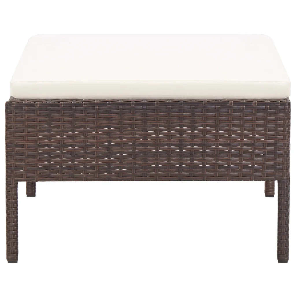 Set Divani da Giardino 5 pz con Cuscini in Polyrattan Marrone 48943
