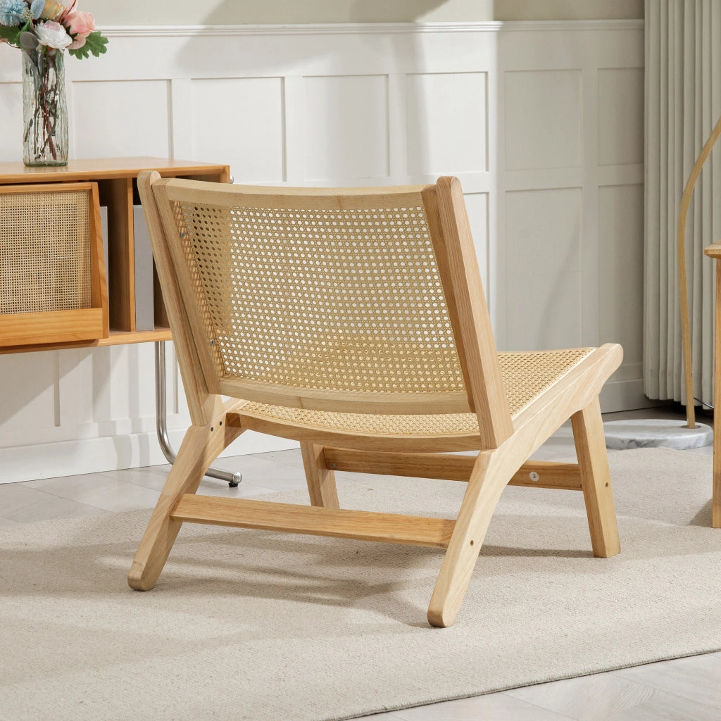 Poltrona in Rattan con Schienale e Seduta Ampia ¨C zephmum ¨C Legno Naturale