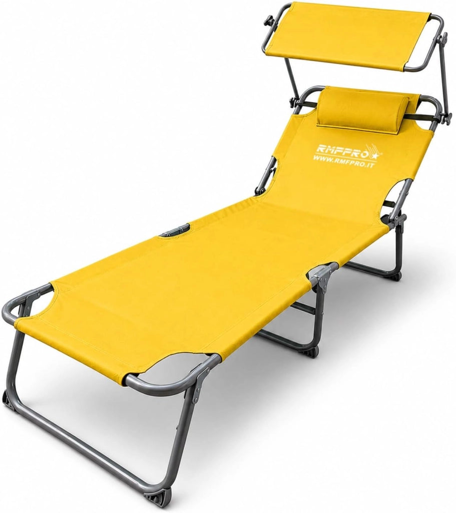 RMF PRO LETTINO PIEGHEVOLE CON PARASOLE GIALLO