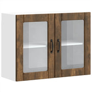 Mobiletto da cucina a parete pratico e di design 80 x 31 x 60 cm con spazio contenitivo ottimale realizzato in legno composito finitura rovere affumicato 02_0050197