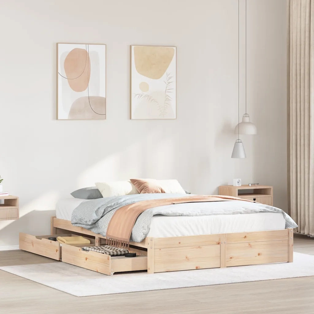 Letto senza Materasso 140x190 cm in Legno Massello di Pino