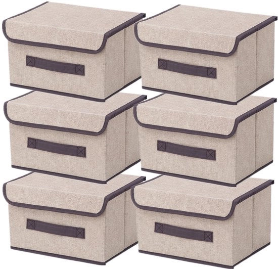 Set di archiviazione pieghevole a 6 contenitori - con coperchio - dimensioni 26x19x16cm - spazievenditore - organizzatore di armadio per abbigliamento - contenitori di archiviazione