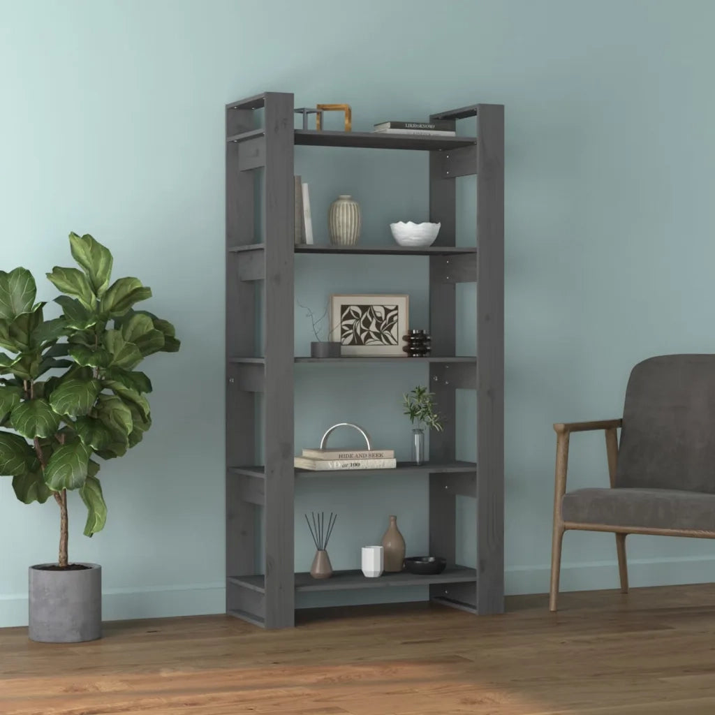 Libreria/Divisorio Grigio 80x35x160 cm Legno Massello 813911