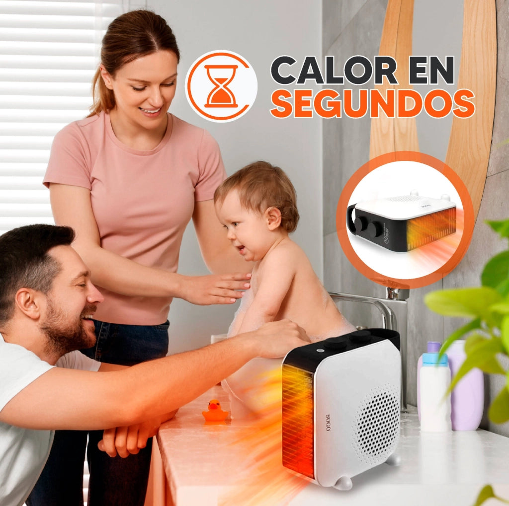 Termoventilatore elettrico turbo 2000W, 2 velocità e posizioni, termostato regolabile, riscaldamento rapido casa - SOGO