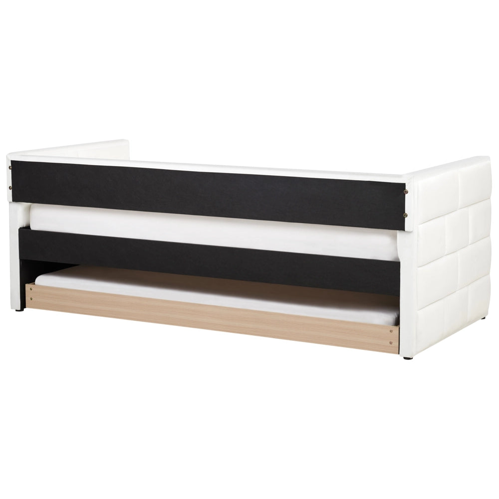 Letto a scomparsa con rete a doghe in velluto 90 x 200 cm glamour bianco panna