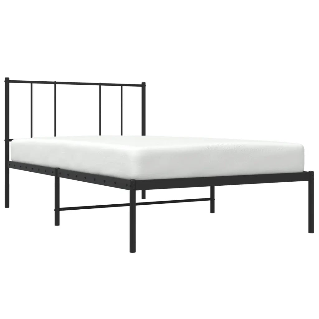Letto singolo | Letto per adulti | Giroletto con Testiera Metallo Nero 100x200 cm
